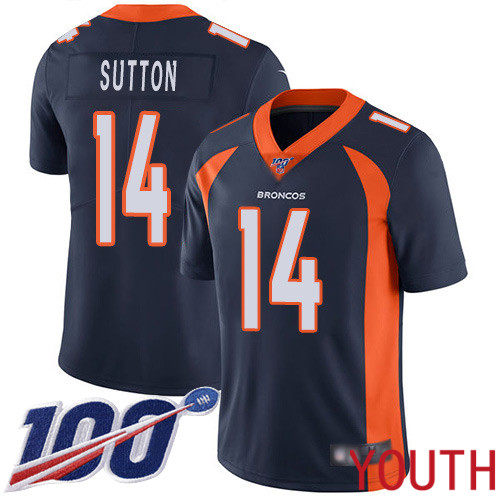 Youth Denver Broncos #14 Courtland Sutton Navy Blue Alternate Vapor Untouchable Limited Player 100th Season Football NFL Jersey->youth nfl jersey->Youth Jersey